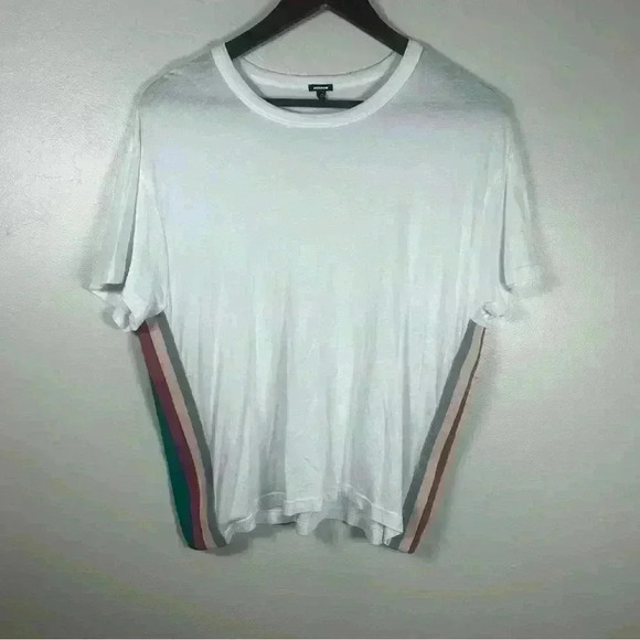 Monrow Striped White Tee - Picture 1 of 6